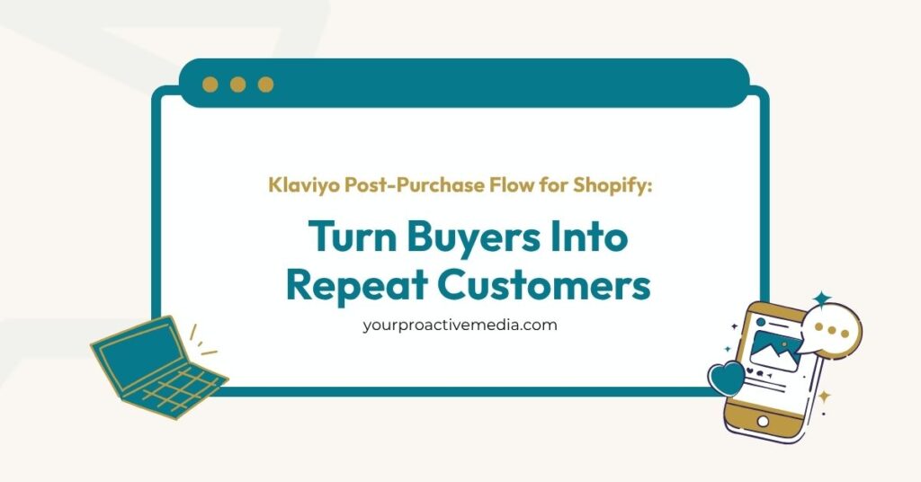 Banner reading "Klaviyo Post-Purchase Flow for Shopify: Turn Buyers Into Repeat Customers." by yourproactivemedia.com